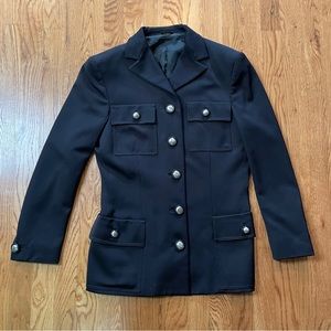 1990s/2000s Vtg Gianni Versace Women’s Black Button Down Designer Blazer.